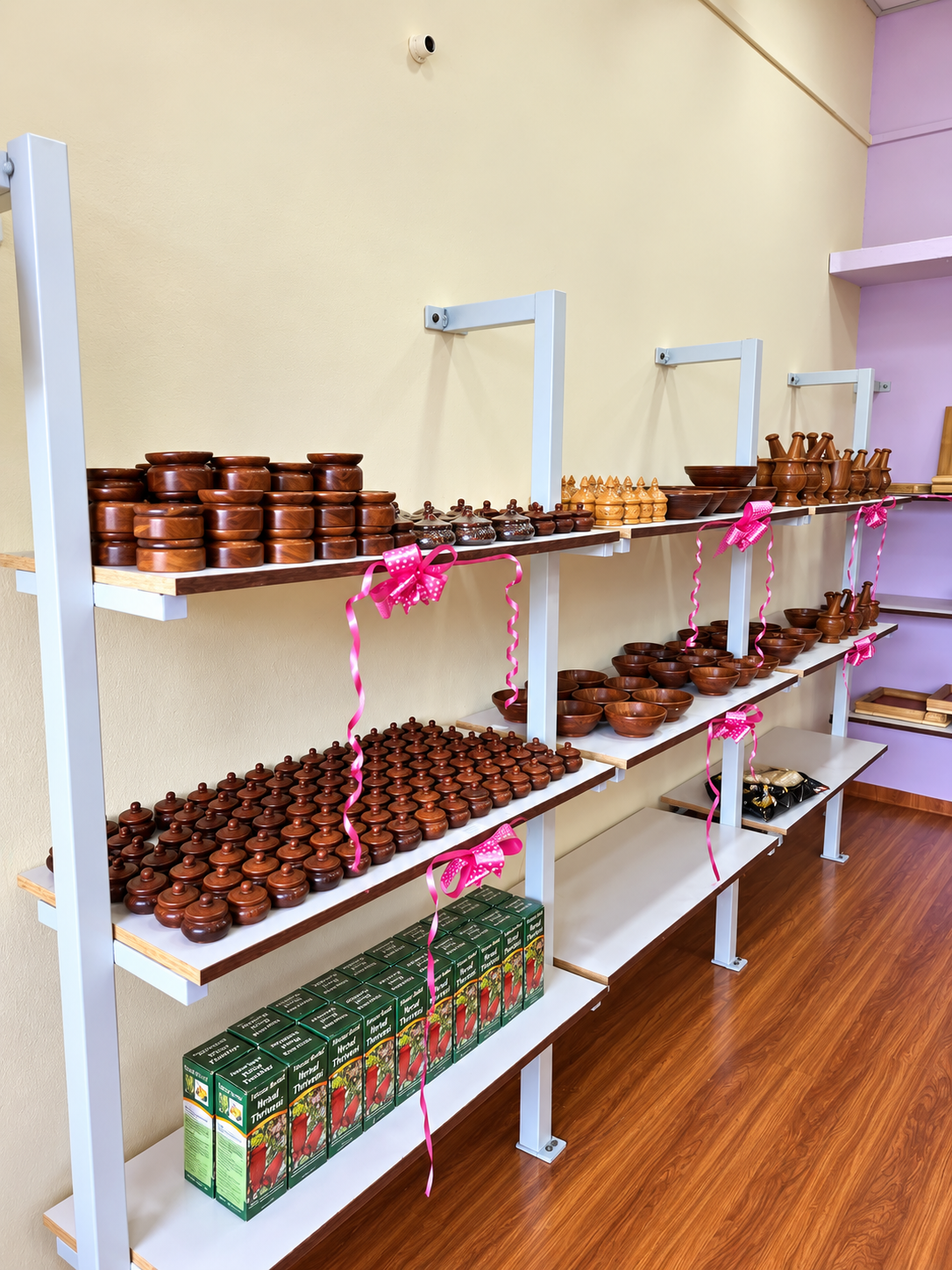 Wooden bowls and handcrafted products inside Harsh Home Crafts
